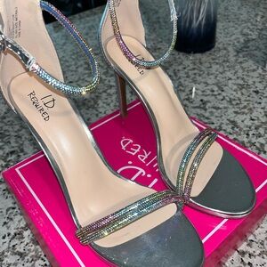 Women's Silver and Multicolor Strappy Heels